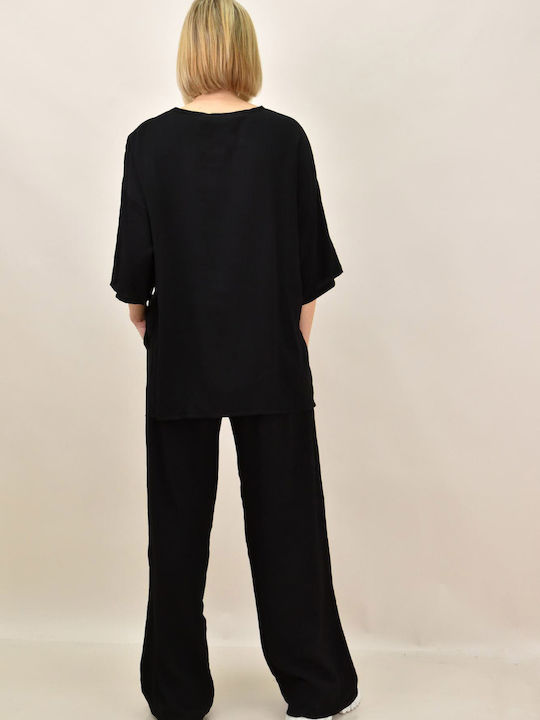 Femei Negru Set cu Pantaloni cu elastic