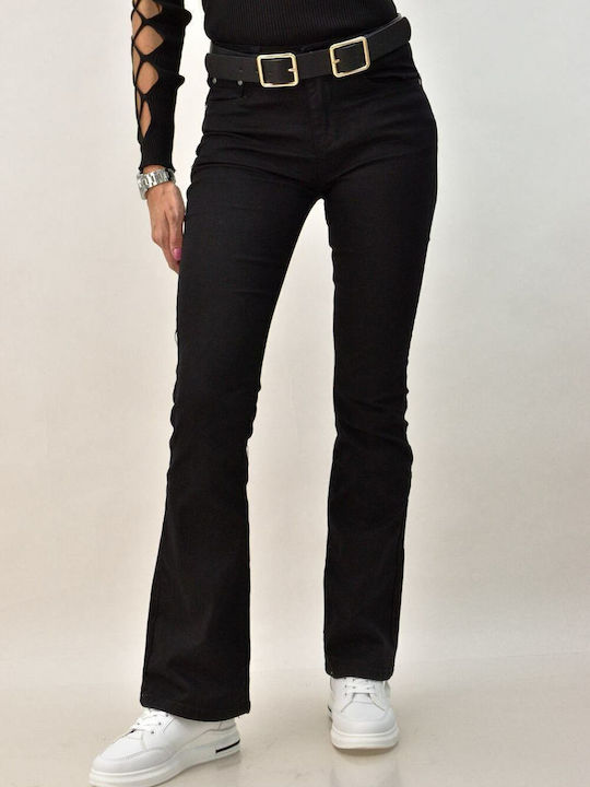 Damenjeans Schlaghose Schwarz