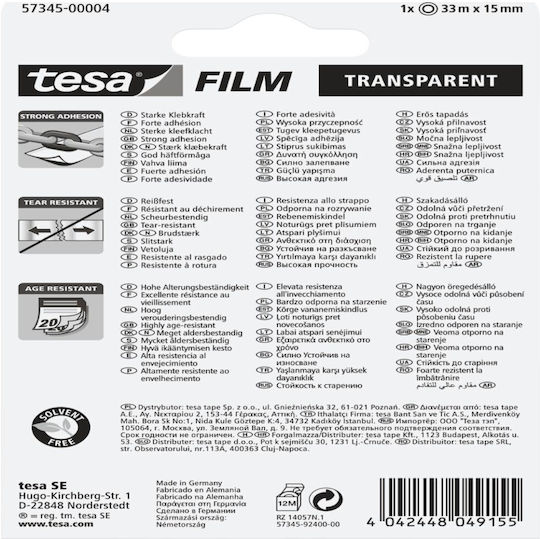 Tesa Tape 15mm x 33m Transparent