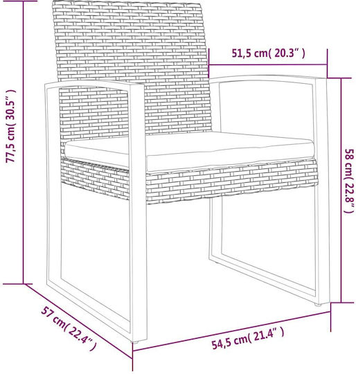 Outdoor Chair Polypropylene Black with Cushion 2pcs 47.5x52.5x77.5cm