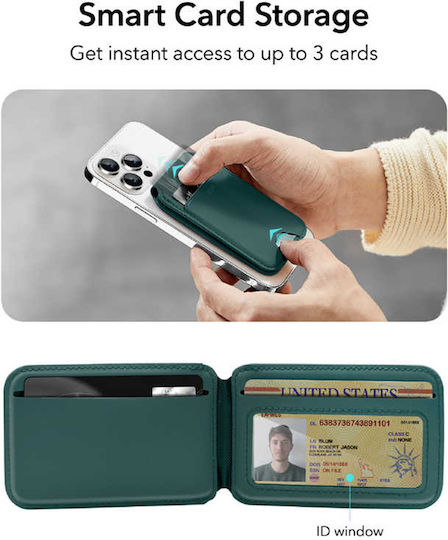 ESR MagSafe Card Case HaloLock Green Suede