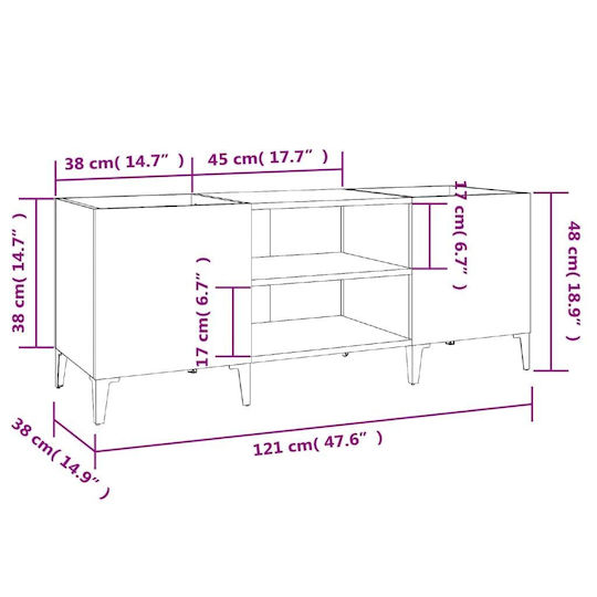 vidaXL Мебел за Hi-Fi Кафяв 38x121x48см