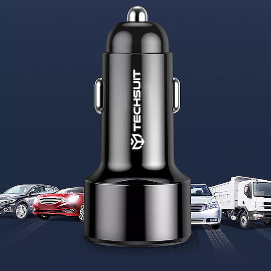 Techsuit Премиум Автомобилно Зарядно Устройство 38W с Едно Гнездо 1xUSB-A Черен Цвят