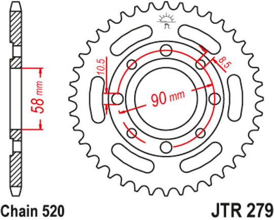 JT Sprockets Γρανάζι Πίσω για Honda Shadow