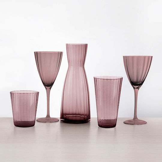 Ankor Set of Glasses for White Wine made of Glass in Purple Color Stemmed 370ml 6pcs