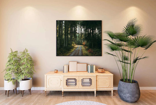 A Dirt Road in the Middle of a Forest Painting on Canvas 30x20cm