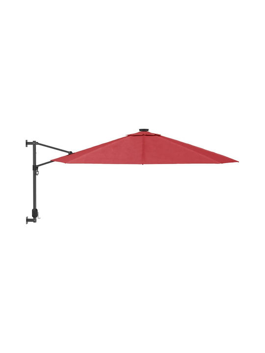 Garten & Terrassen Sonnenschirm Wandmontage Rund Aluminium Rot mit LED-Beleuchtung Ø2.9m