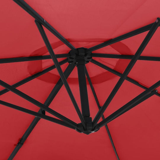 Wall Mounted Circular Aluminum Parasol Red Diameter 2.9m