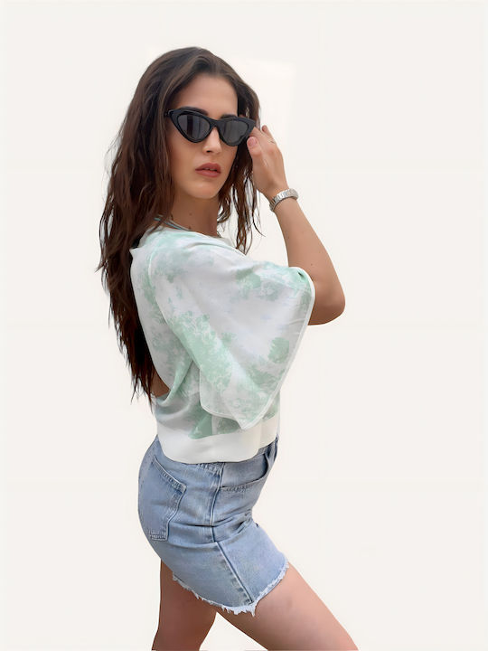 Women's Summer Blouse Short Sleeve Green