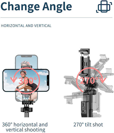 Techsuit L16 Selfie Stick με Bluetooth / Τηλεχειριστήριο Μαύρο