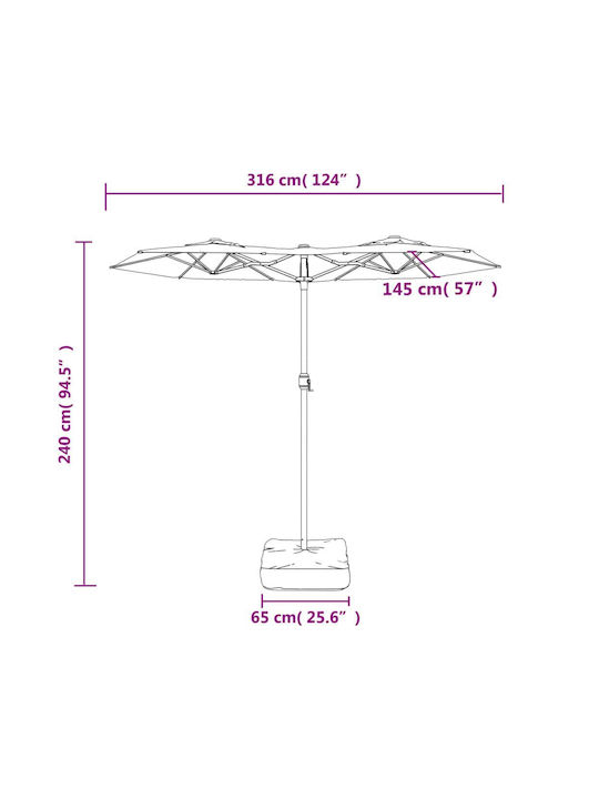 Umbrelă Rotundă Metalică Albastră Φ3.16xÎ2.4m