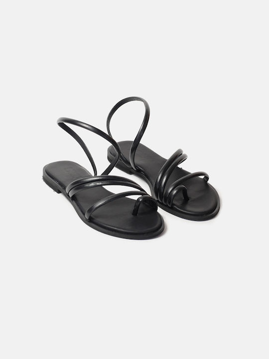 InShoes Leder Damen Flache Sandalen in Schwarz Farbe