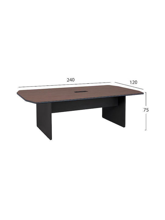 Meeting Table Rosewood Wooden Brown 240x120x75cm