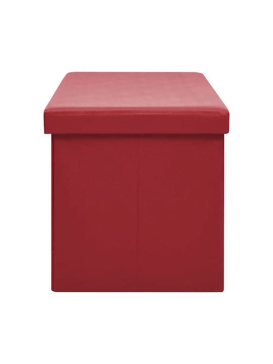 Stool Bench Stool Collapsible With Storage Space Upholstered with Fabric Burgundy 110x38x38cm