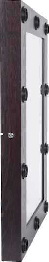 GloboStar Wall Mirror with Brown Wooden Frame & LED Lighting 90x60cm 1pcs