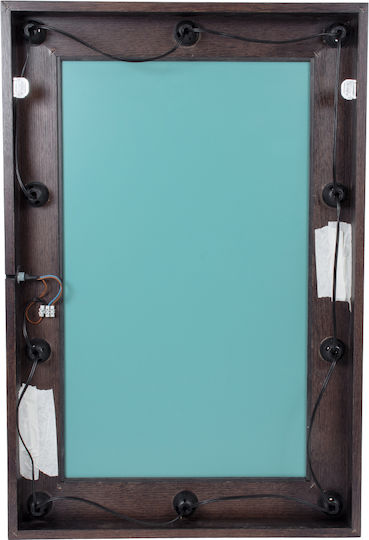GloboStar Wall Mirror with Brown Wooden Frame & LED Lighting 90x60cm 1pcs