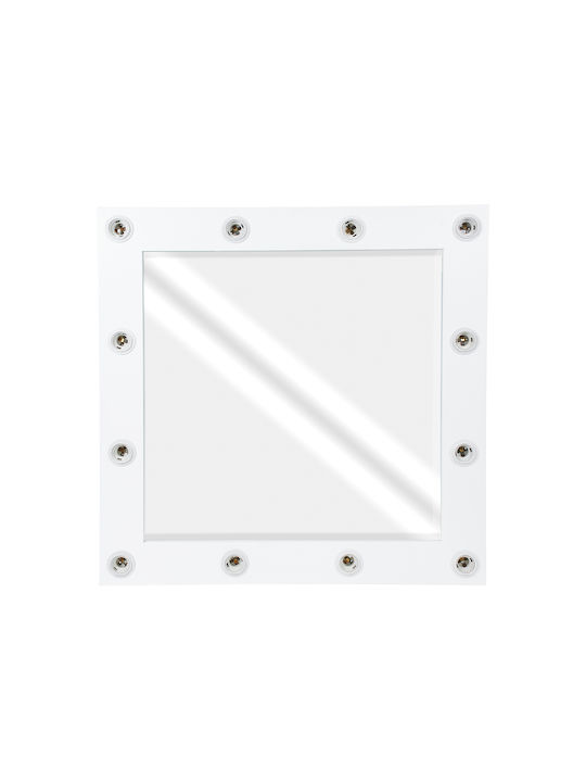GloboStar Oglindă de Perete cu Alb Ramă din Lemn & Iluminare LED 80x80cm 1buc