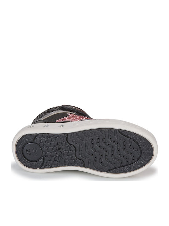 J SKYLIN Kids Sneakers High with Scratch & Lights Black