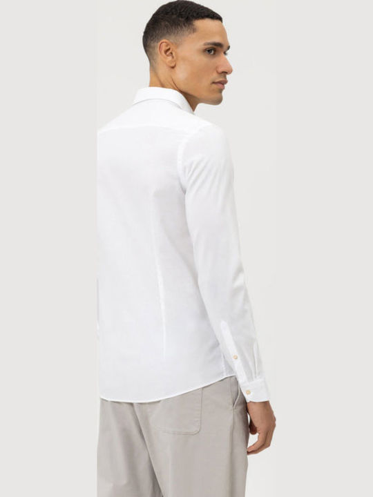 Level 5 Smart Casual Μακρυμάνικo Πουκάμισο σε Στενή Γραμμή Λευκό