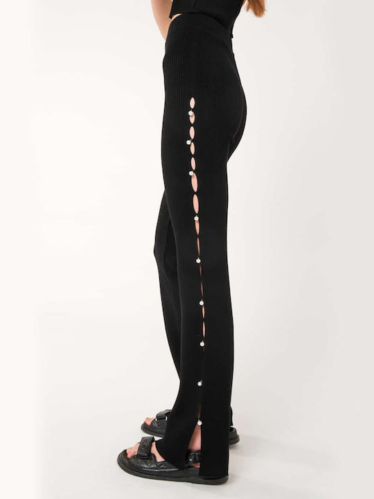 SunsetGo! Cindy Women's Fabric Trousers with Elastic Regular Fit Black