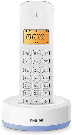 Philips D160 Ασύρματο Τηλέφωνο με Ελληνικό Μενού Λευκό/Μπλε