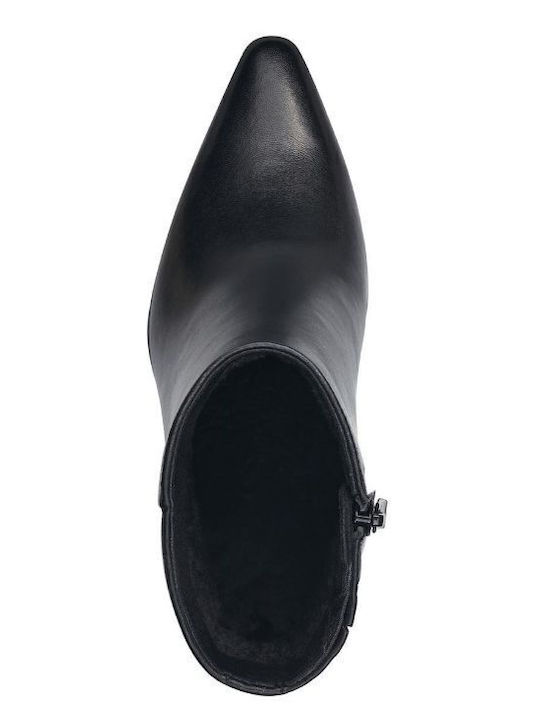 Ghete dama Ankle Boots cu Toc cu Blană Negru