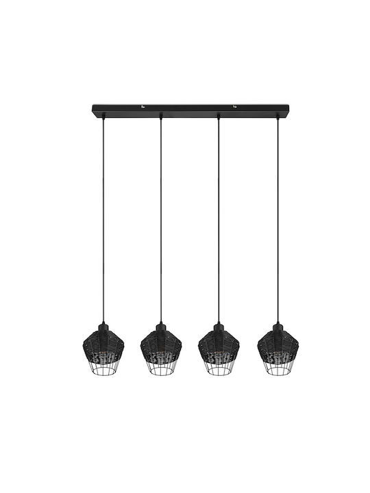 Trio Lighting Borka Suspendat Candelabru Calea ferată pentru 4 Becuri E27 Negru