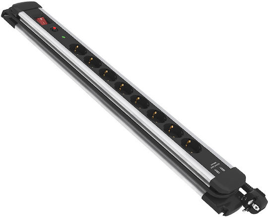 Bulle Power Strip with Surge Protection 8 Positions with 2 USB-A, Switch and Cable 1.5m