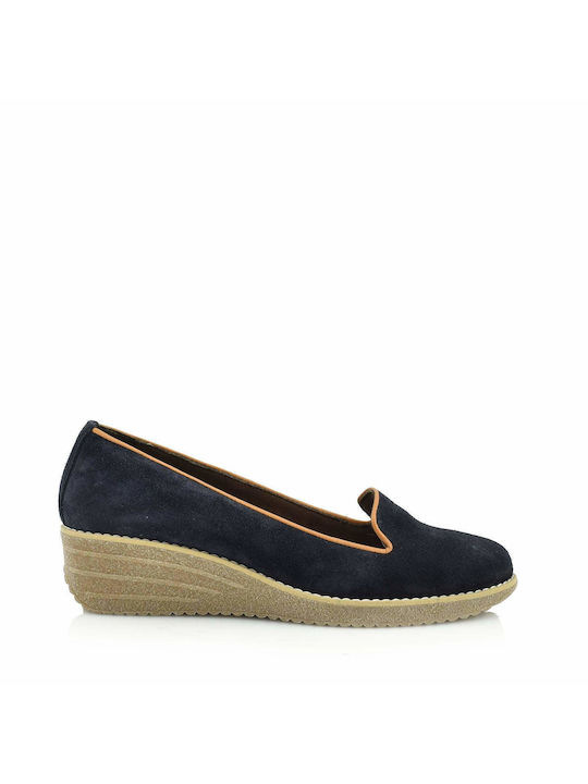 Aris Tsoubos Leather Women's Moccasins in Blue Color