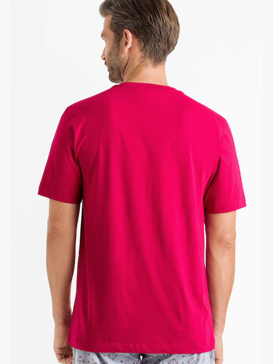 Hanro T-shirt Bărbătesc cu Mânecă Scurtă Fuchsia