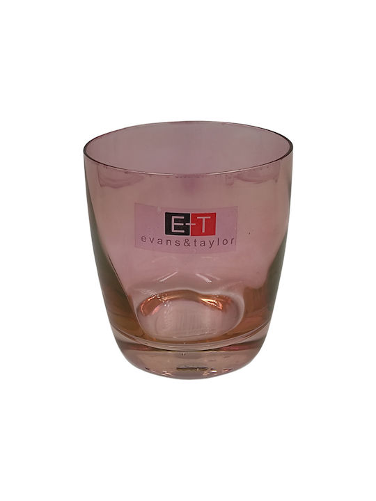 Evans & Taylor Set of Glasses Water made of Glass in Pink Color Stemmed 380ml 6pcs