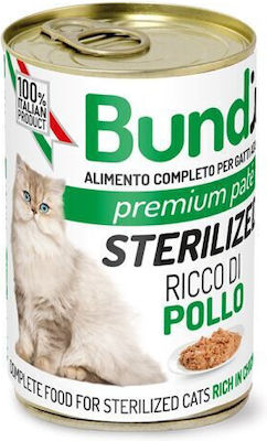 Bundy Sterilised Nasses Katzenfutter für Katze in Dose mit Huhn 3x410gr