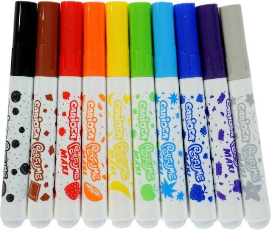 Carioca Perfume Maxi Μαρκαδόροι Ζωγραφικής 1mm Χονδροί, Πλενόμενοι, Αρωματικοί Σετ 10 χρώματα
