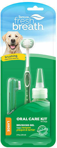 Tropiclean Fresh Breath Oral Care Kit Large Zahnpflege Set Hund gegen Mundgeruch für Große Rassen mit Geschmack Minze 59ml
