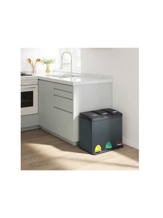 Songmics Coș de Reciclare Metal cu Pedală Argintiu 24lt 1buc