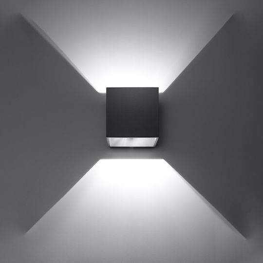 Sollux Quad 1 Осветително тяло За стена Черен 13x13x13см.