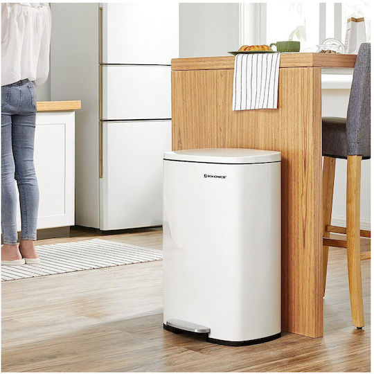Songmics Soft-close Waste Bin Waste Plastic with Pedal White 50lt 1pcs