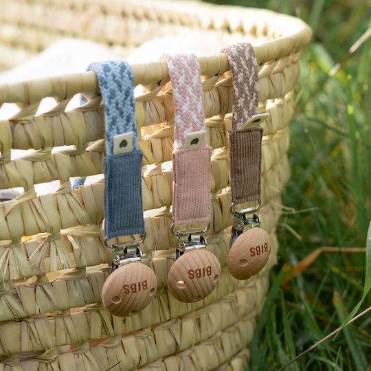 Bibs Pacifier Ribbon Paci Braid from Fabric Petrol/Baby Blue Petrol