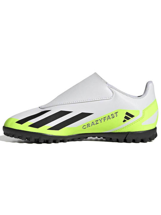 Adidas Παιδικά Ποδοσφαιρικά Παπούτσια Crazyfast.4 με Σχάρα Χωρίς Κορδόνια Λευκά