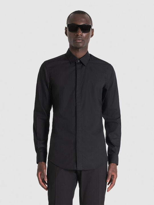 Antony Morato Men's Shirt Long Sleeve Cotton Black