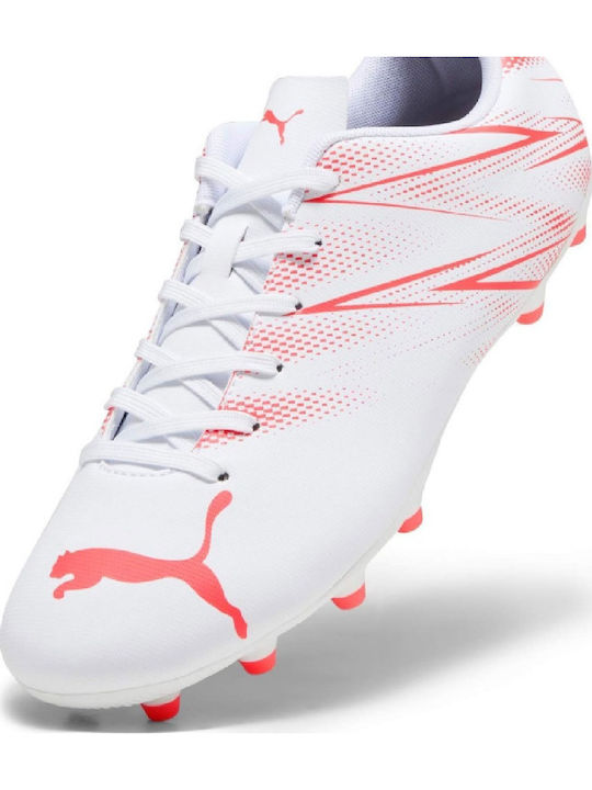 Attacanto Kids Molded Soccer Shoes White-Fire Orchid