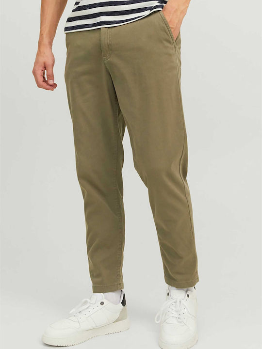 Herrenhosen Chino Elastisch Regulär Fit Khaki