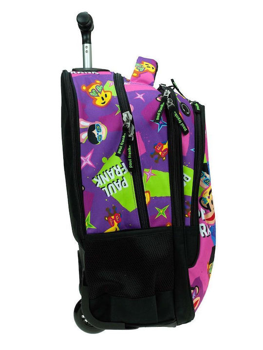 Paul Frank Punk School Bag Trolley Elementary, Elementary Multicolour with Water Bottle Holder 30Liters