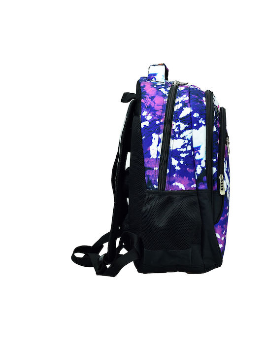 No Fear Color Tie Dye School Bag Backpack Elementary, Elementary Vintage with Water Bottle Holder 30Liters