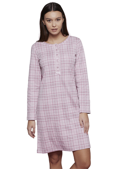 Noidinotte Winter Cotton Women's Nightdress Pink