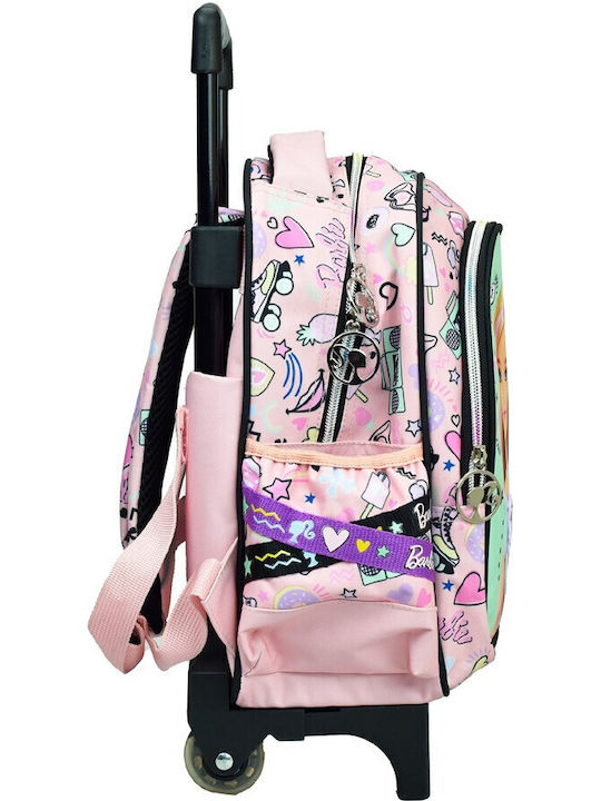 Gim Barbie Power Pastels School Bag Trolley Kindergarten Pink with Water Bottle Holder 12Liters