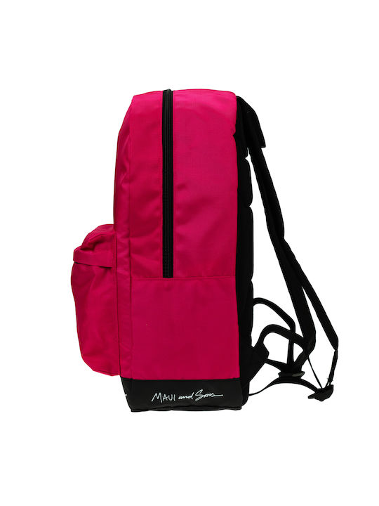 Maui & Sons School Bag Backpack Junior High-High School Fuchsia with Water Bottle Holder 23Liters