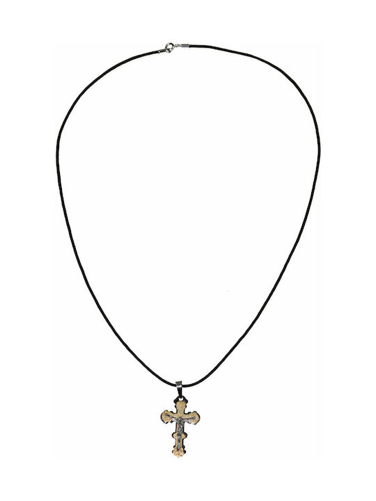 Bizoutaki Cross from Gold Plated Steel with Cord