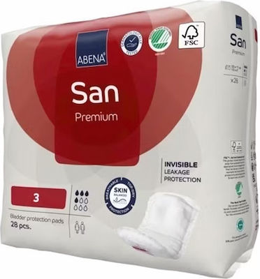 Abena San Premium No3 Unisex Σερβιέτες Ακράτειας Κανονικής Ροής 4 Σταγόνες 28τμχ