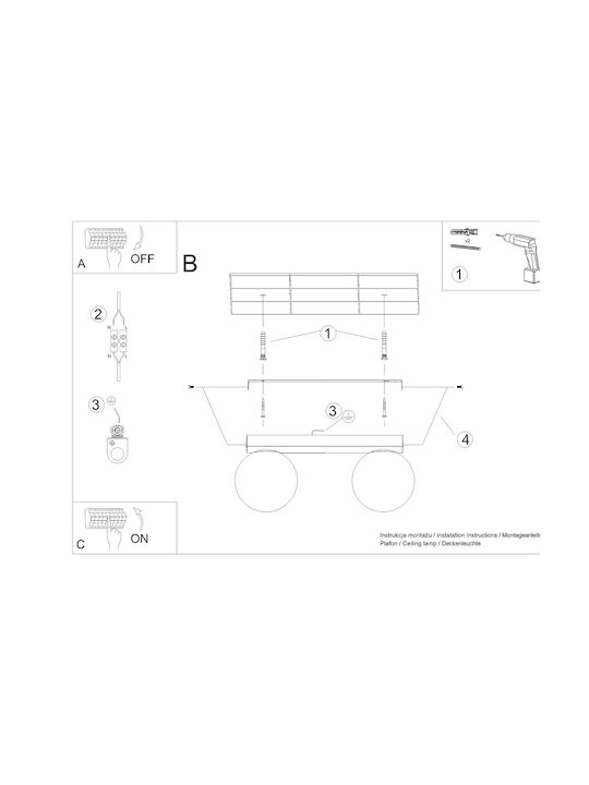 Sollux Ceiling Mount Light 32cm White with Socket G9